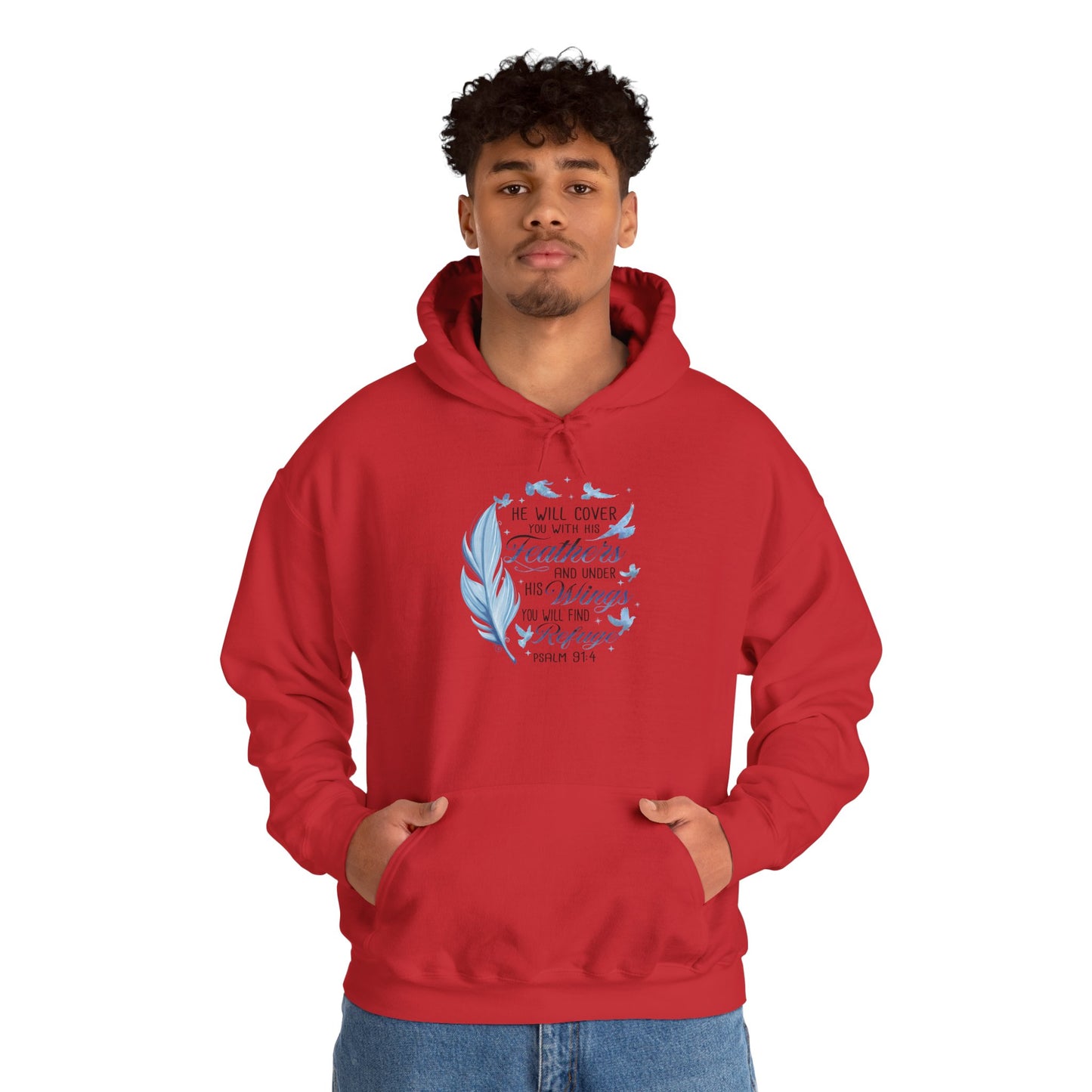 Faith Hoodie – 'He Will Cover You With His Feathers'