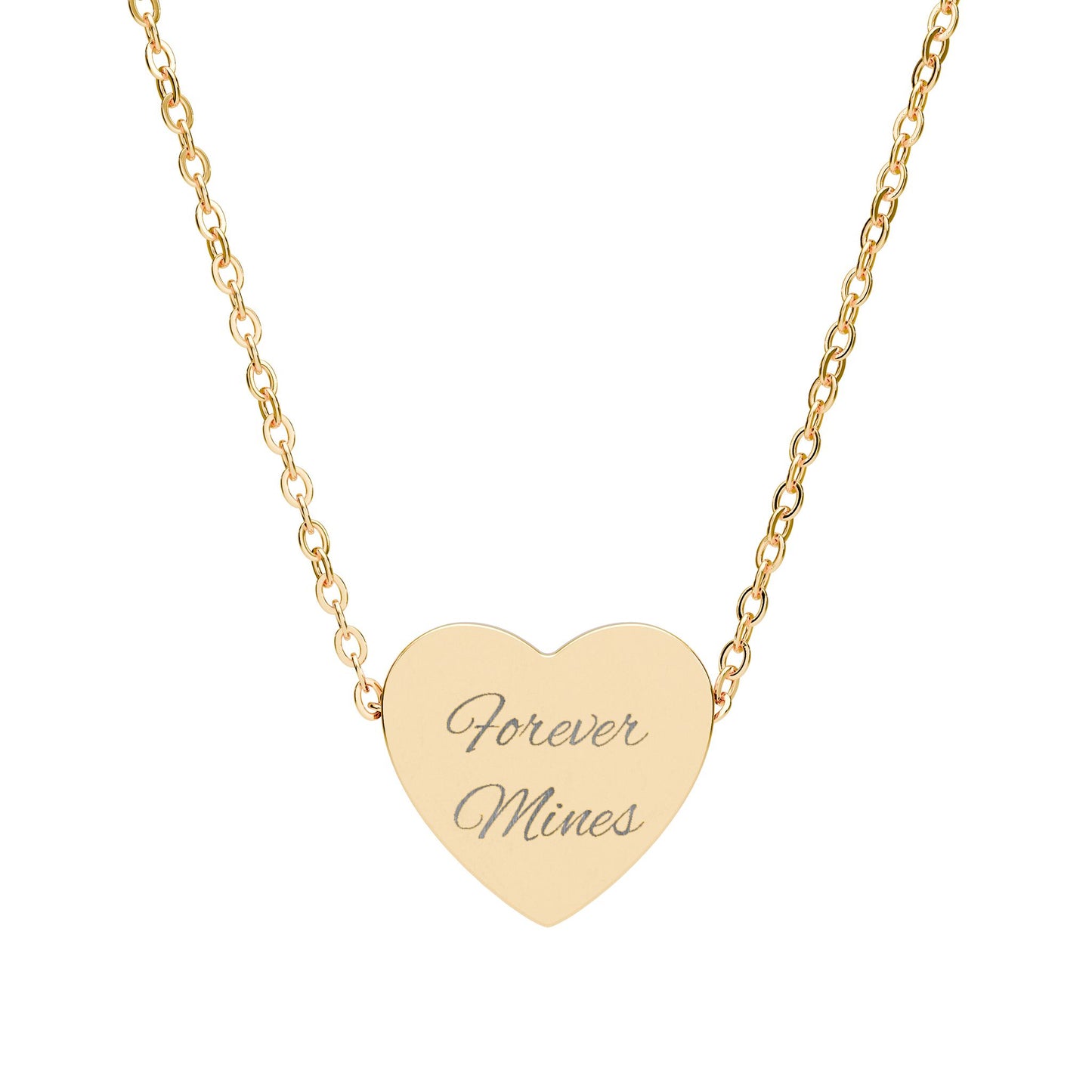 Engravable Heart Necklace — Personalized "Forever Yours" Pendant (Silver or Black)