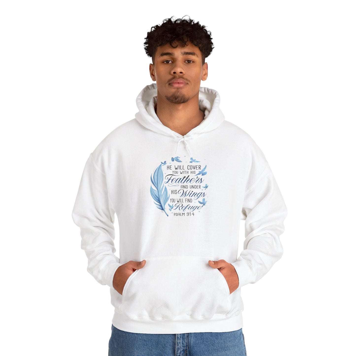 Faith Hoodie – 'He Will Cover You With His Feathers'