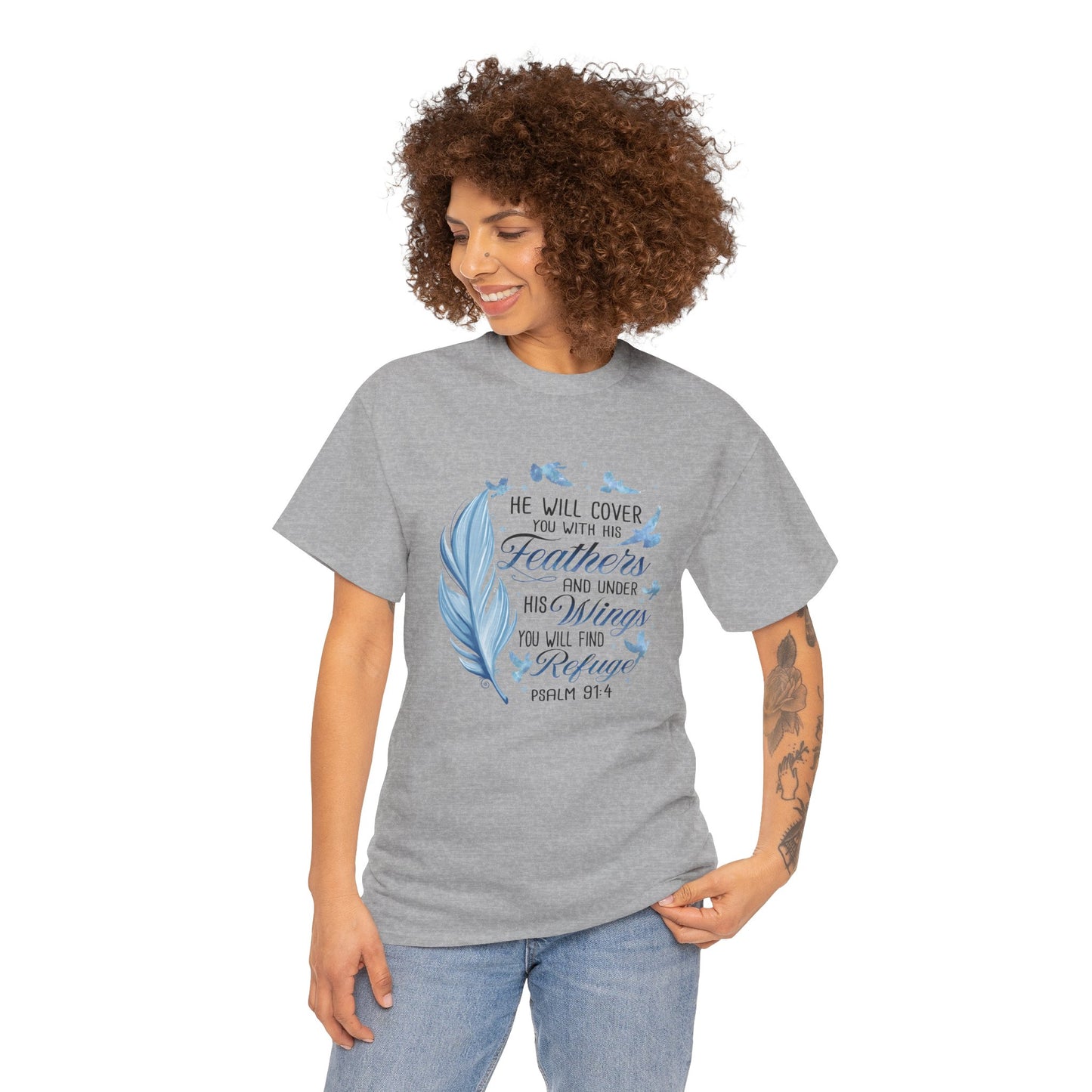He Will Cover You With His Feathers Psalm 91 Tee