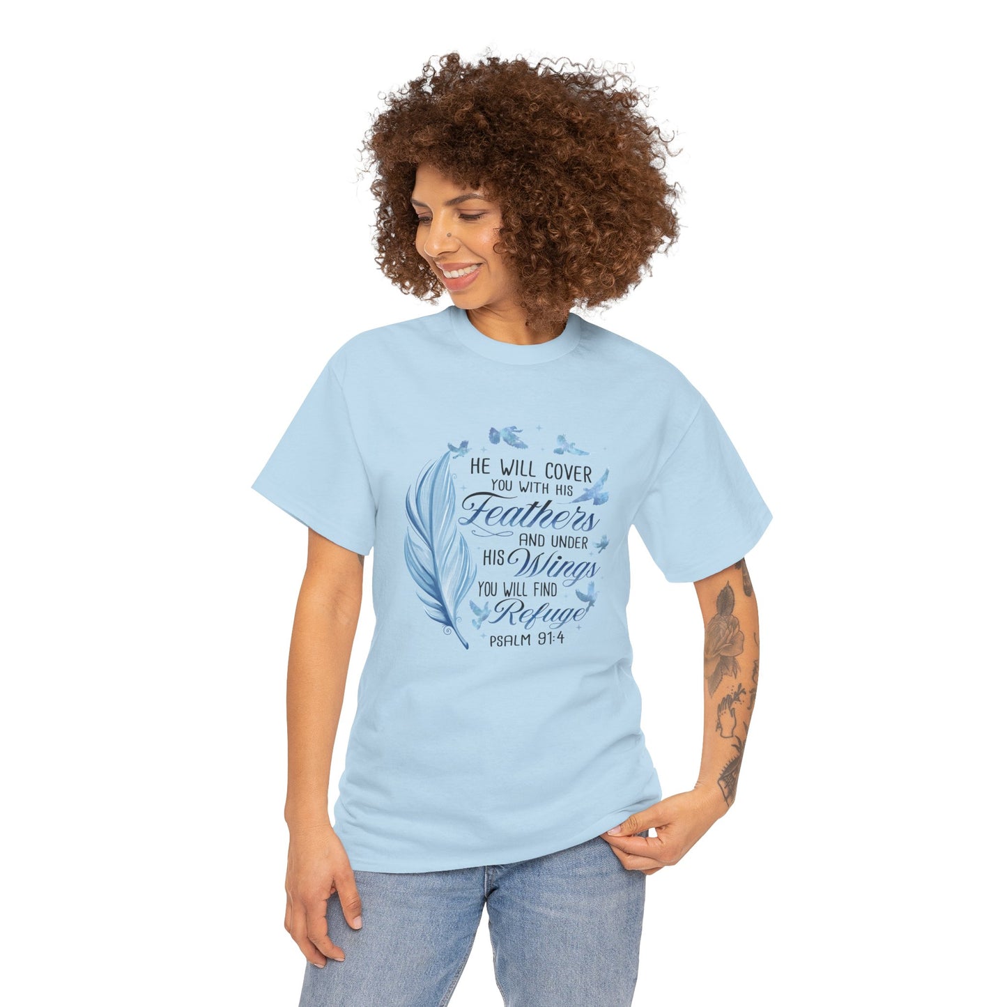 He Will Cover You With His Feathers Psalm 91 Tee