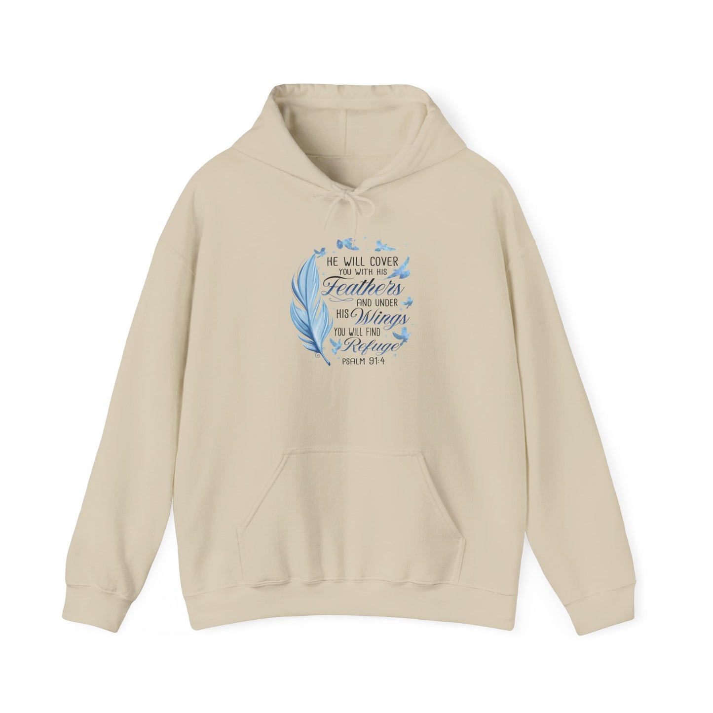 Faith Hoodie – 'He Will Cover You With His Feathers'