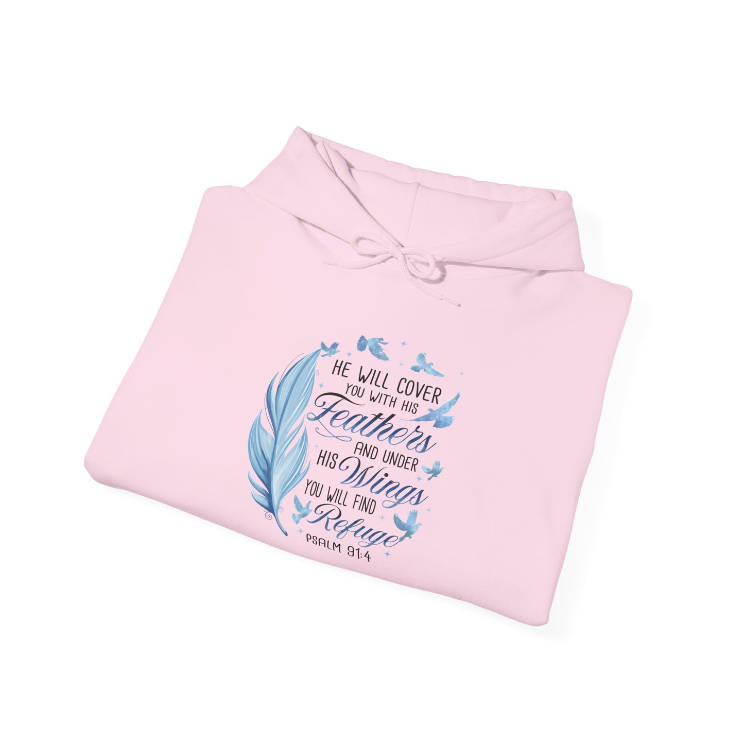 Faith Hoodie – 'He Will Cover You With His Feathers'