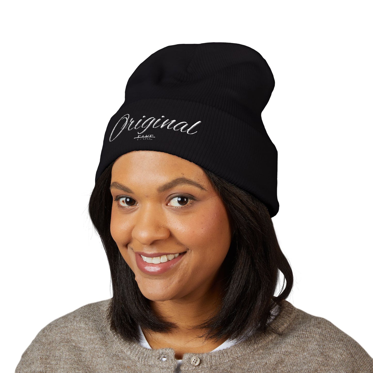 Original Embroidered Cuffed Beanie — Classic Winter Knit Hat