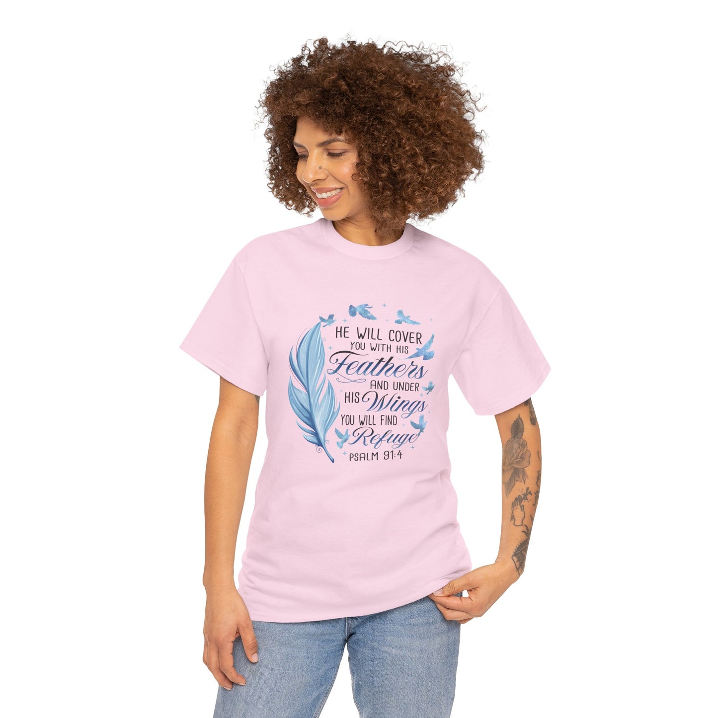 He Will Cover You With His Feathers Psalm 91 Tee