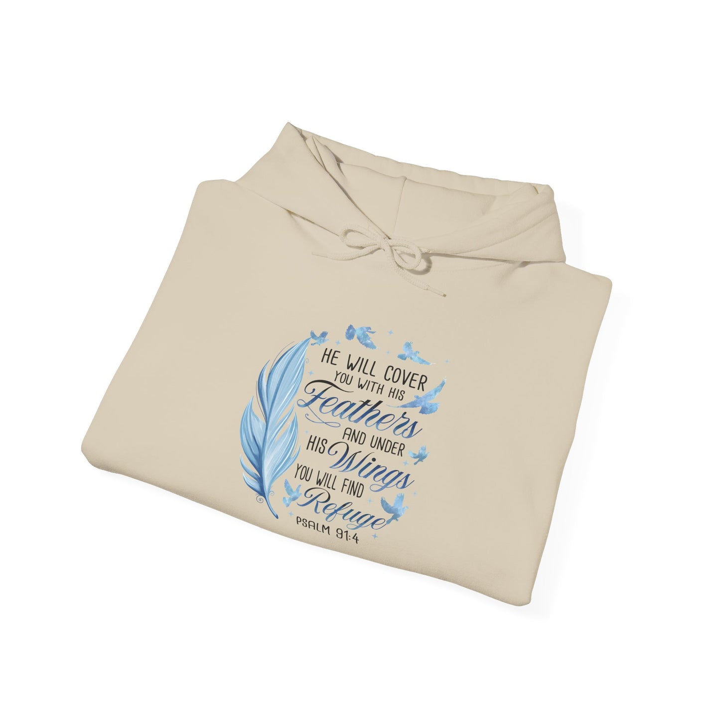 Faith Hoodie – 'He Will Cover You With His Feathers'