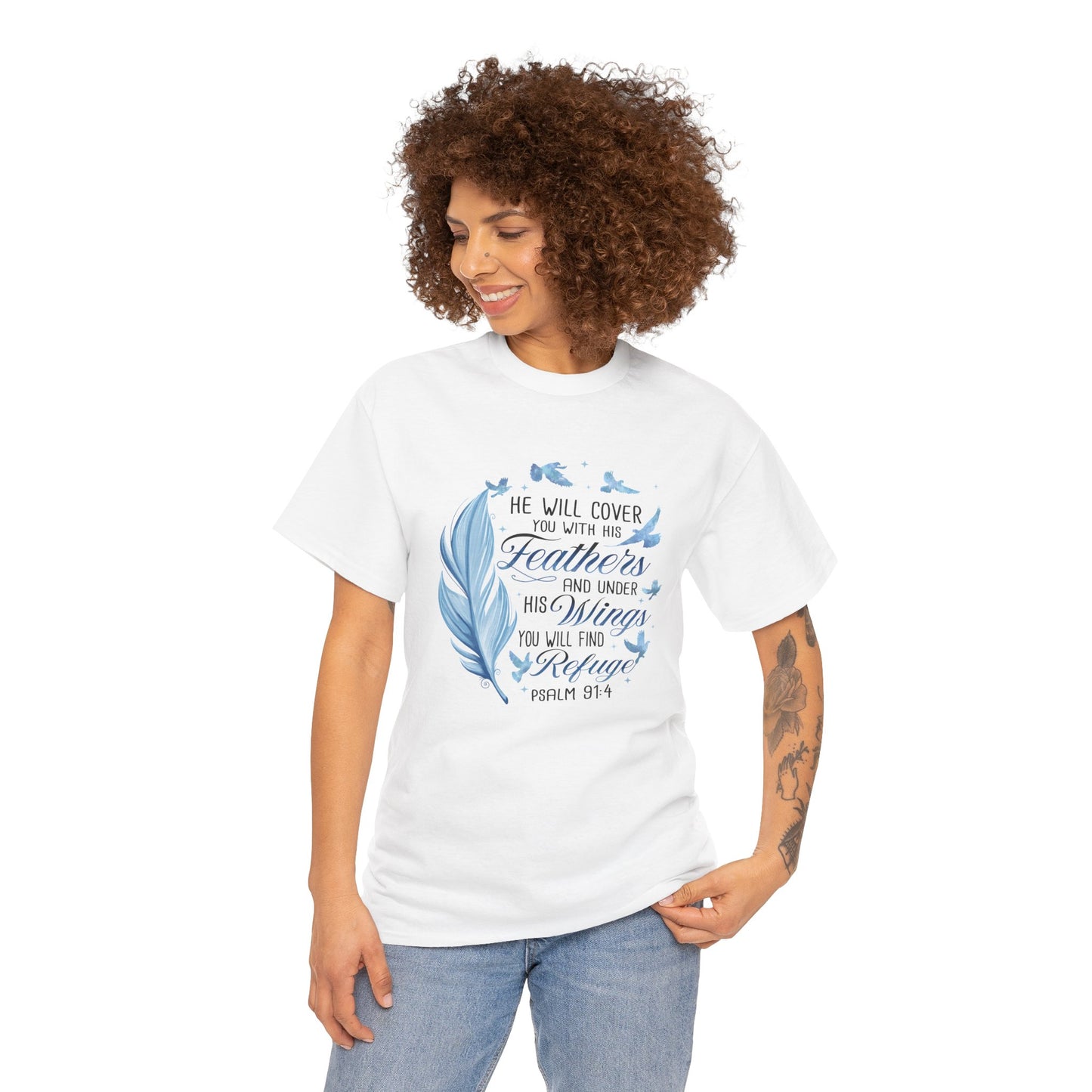 He Will Cover You With His Feathers Psalm 91 Tee