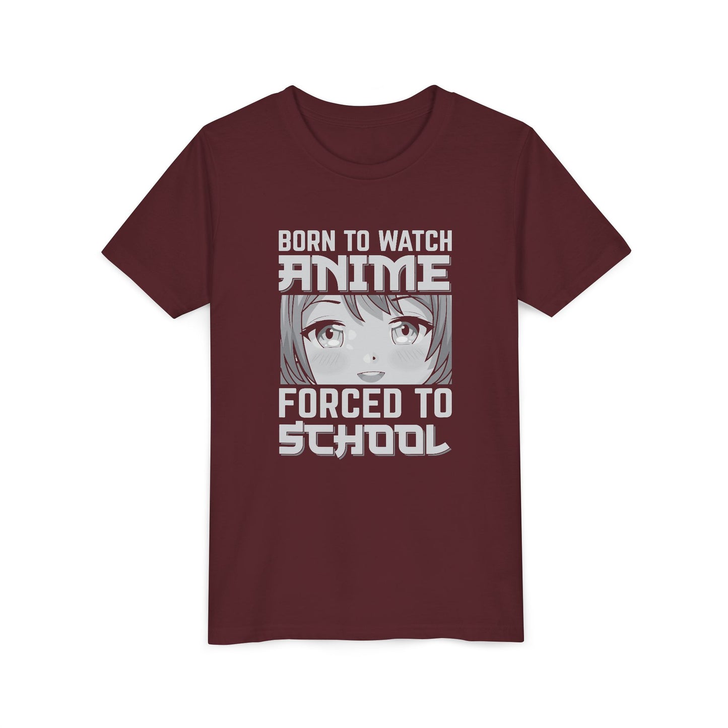 “Born to Watch Anime, Forced to School” Youth T‑Shirt