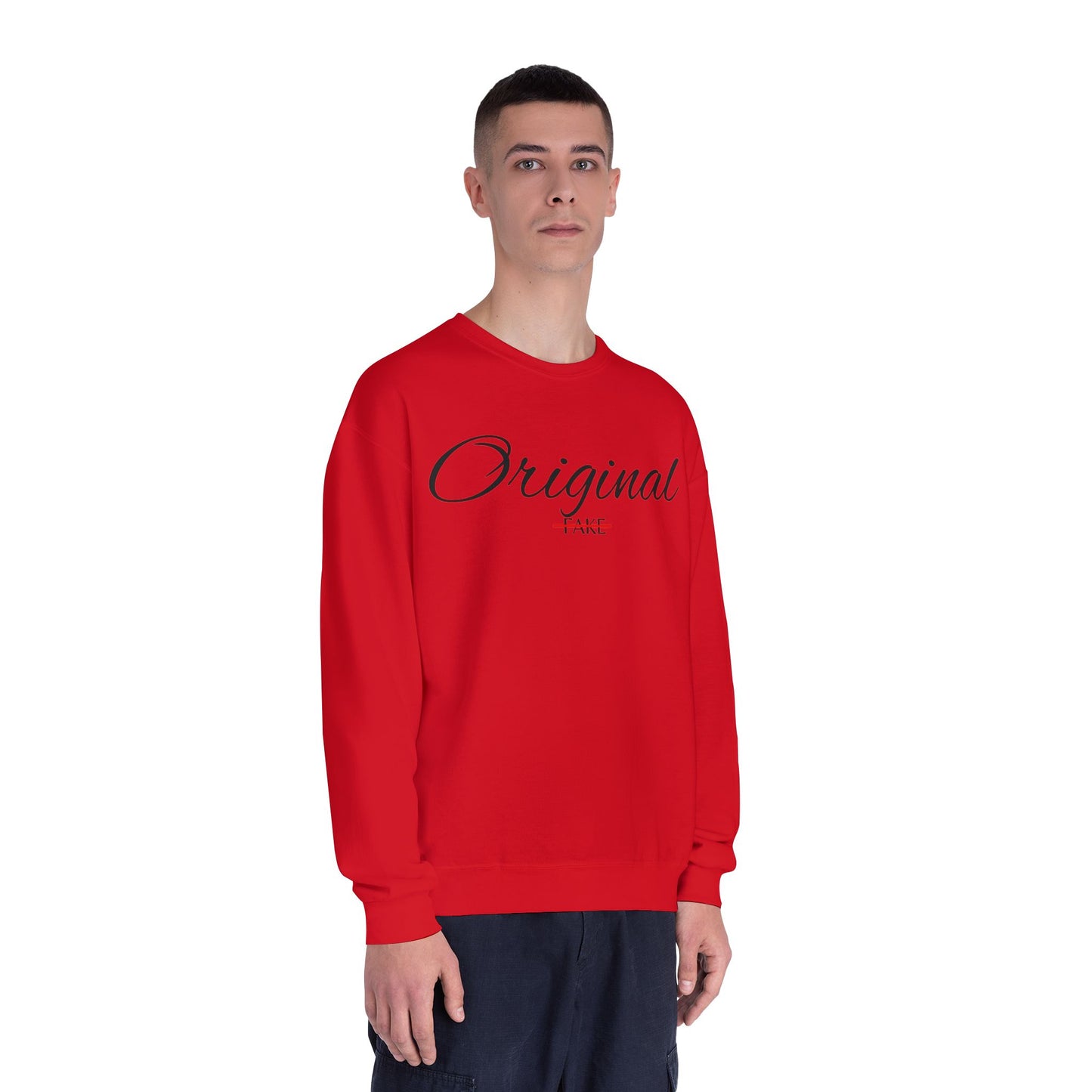 Original (Not Fake) Crewneck Sweatshirt – Minimal Script Graphic