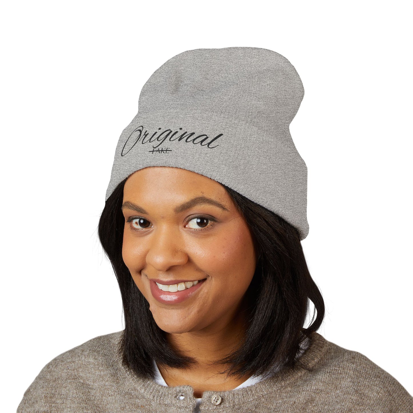 Original Embroidered Cuffed Beanie — Classic Script Knit Hat