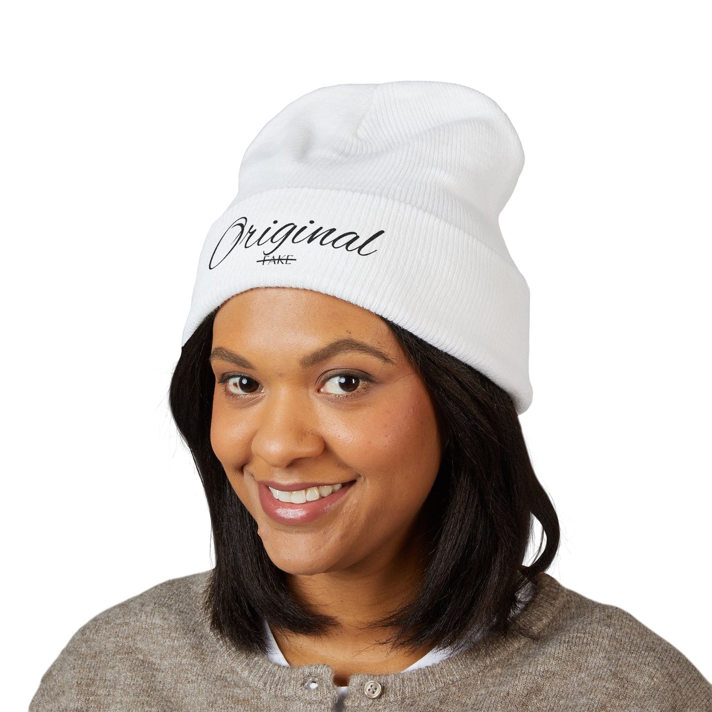 Original Embroidered Cuffed Beanie — Classic Script Knit Hat