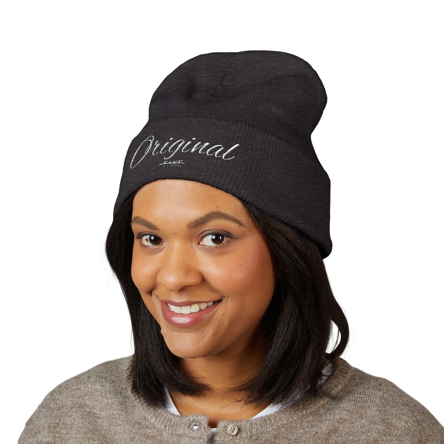 Original Embroidered Cuffed Beanie — Classic Winter Knit Hat