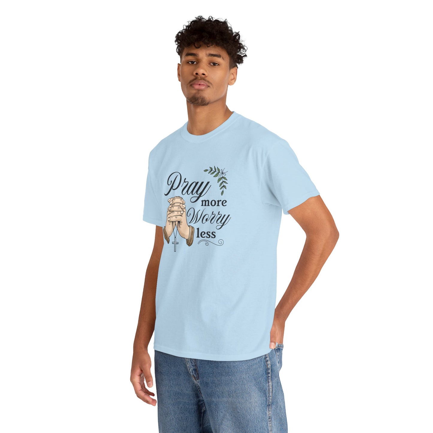 Prayer Hands Tee — "Pray More Worry Less"