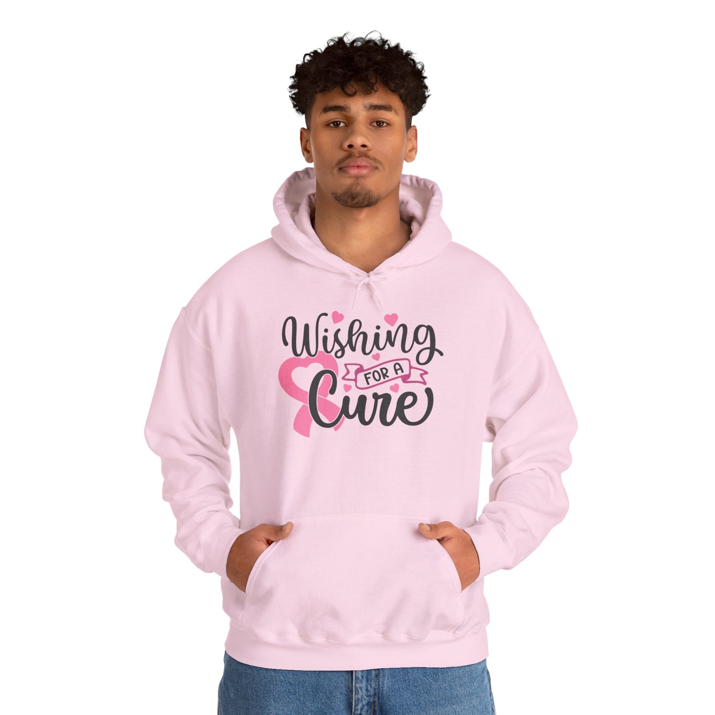 Wishing for a Cure Hoodie — Breast Cancer Awareness Pink Ribbon Sweatshirt