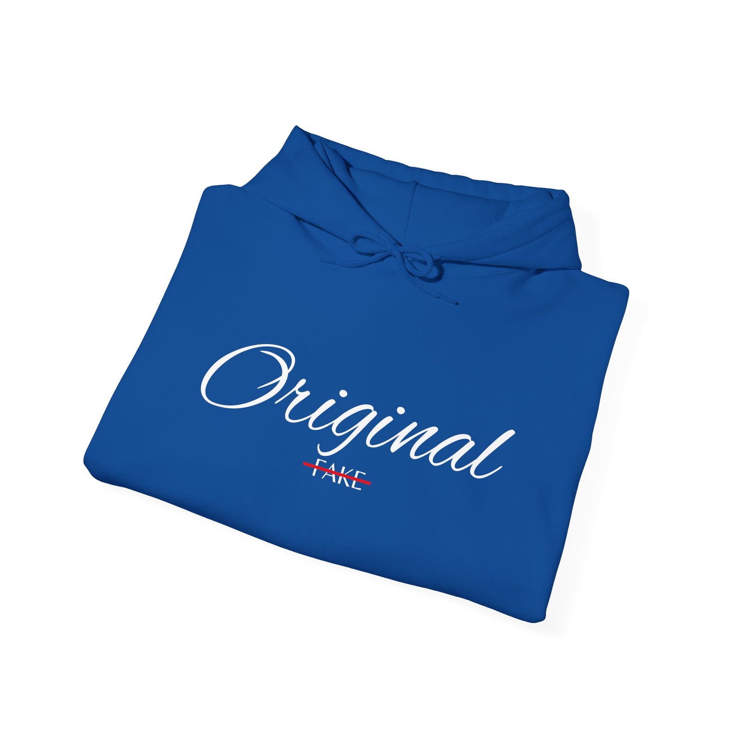 Hoodie — "Original" Script Design with Red "Fake" Accent