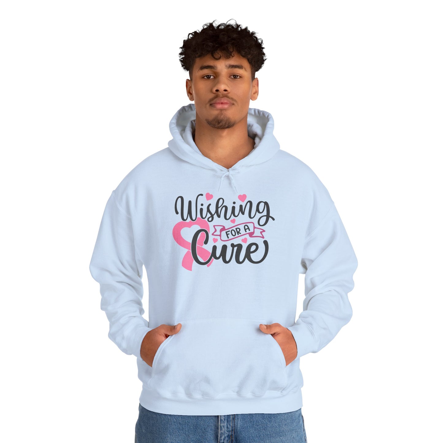 Wishing for a Cure Hoodie — Breast Cancer Awareness Pink Ribbon Sweatshirt