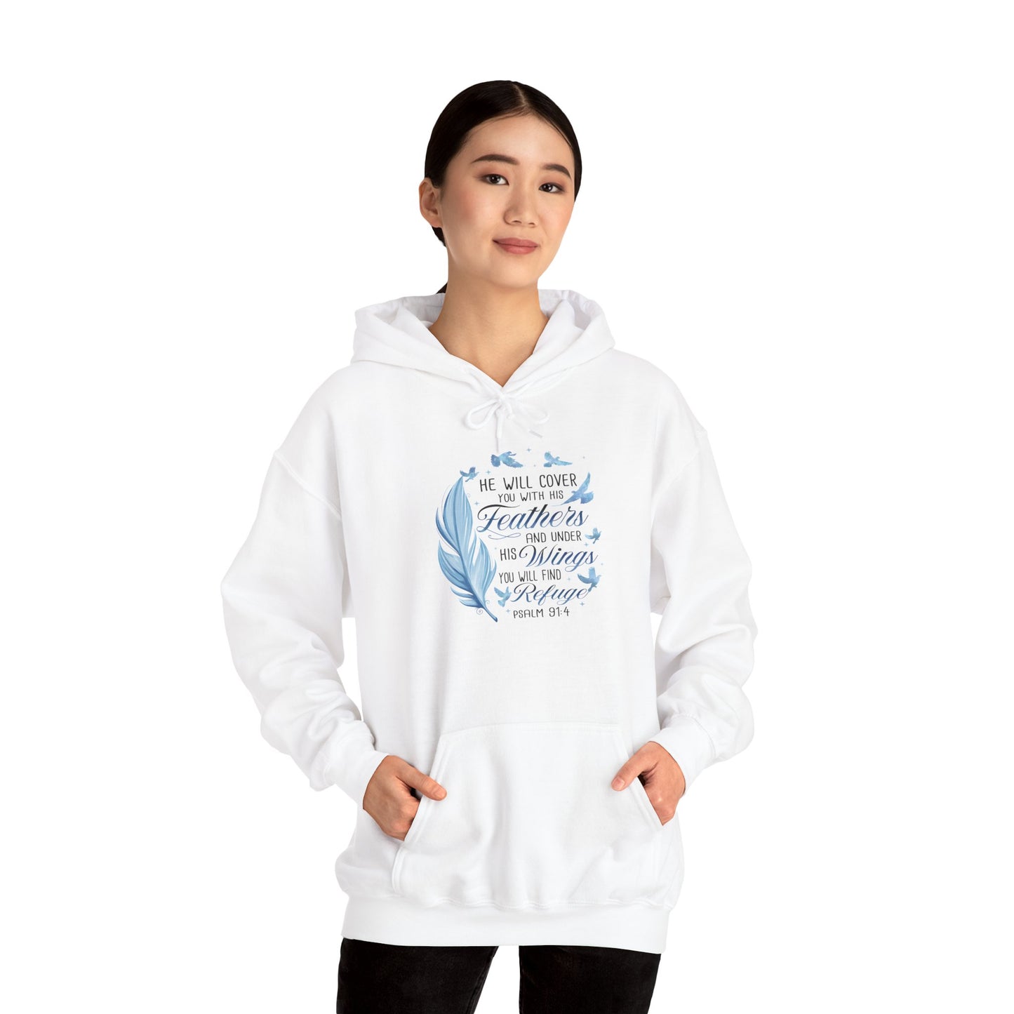 Faith Hoodie – 'He Will Cover You With His Feathers'