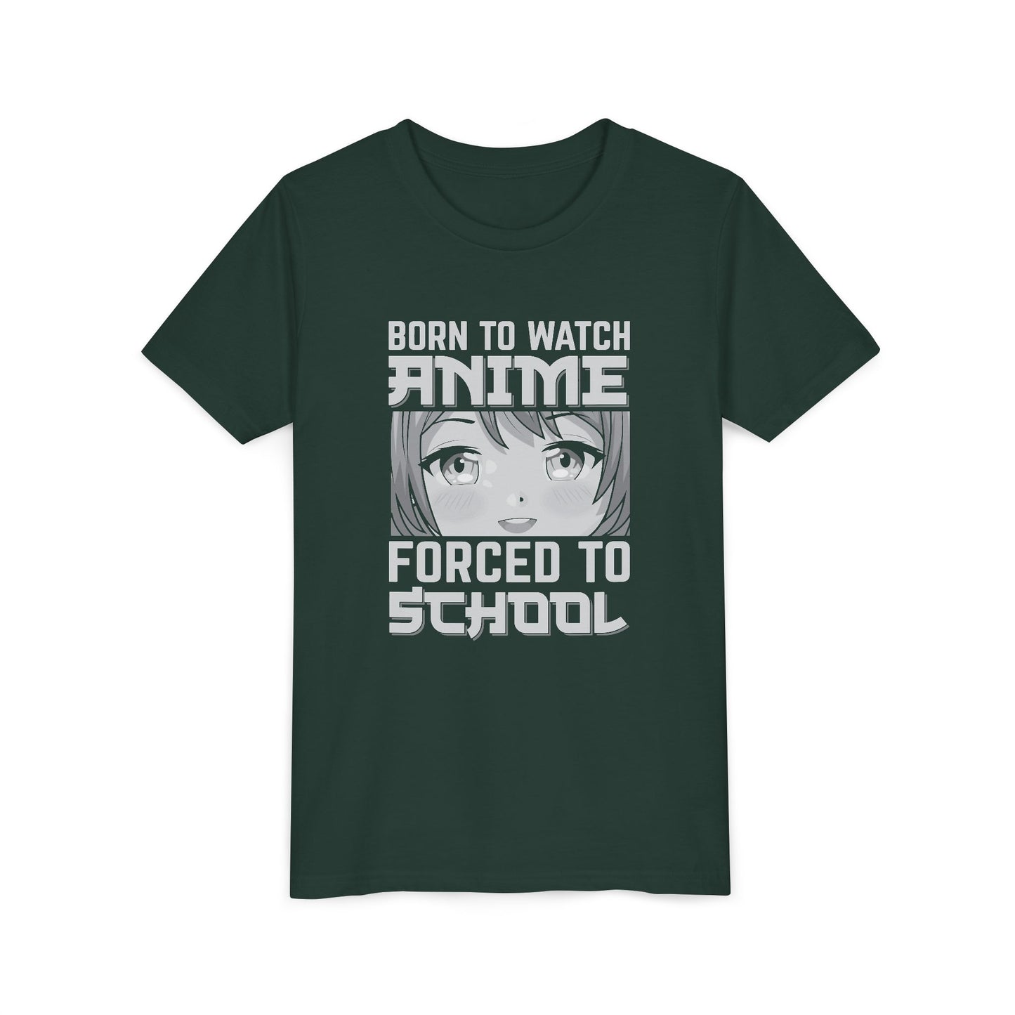 “Born to Watch Anime, Forced to School” Youth T‑Shirt