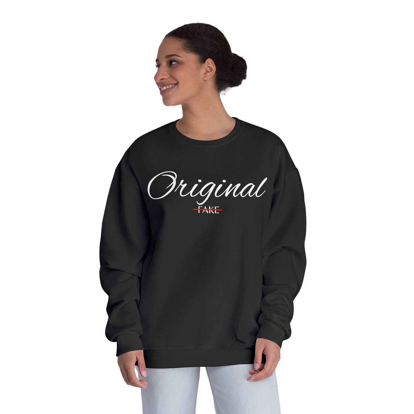 Original Fake Crewneck Sweatshirt — Retro Script Pullover