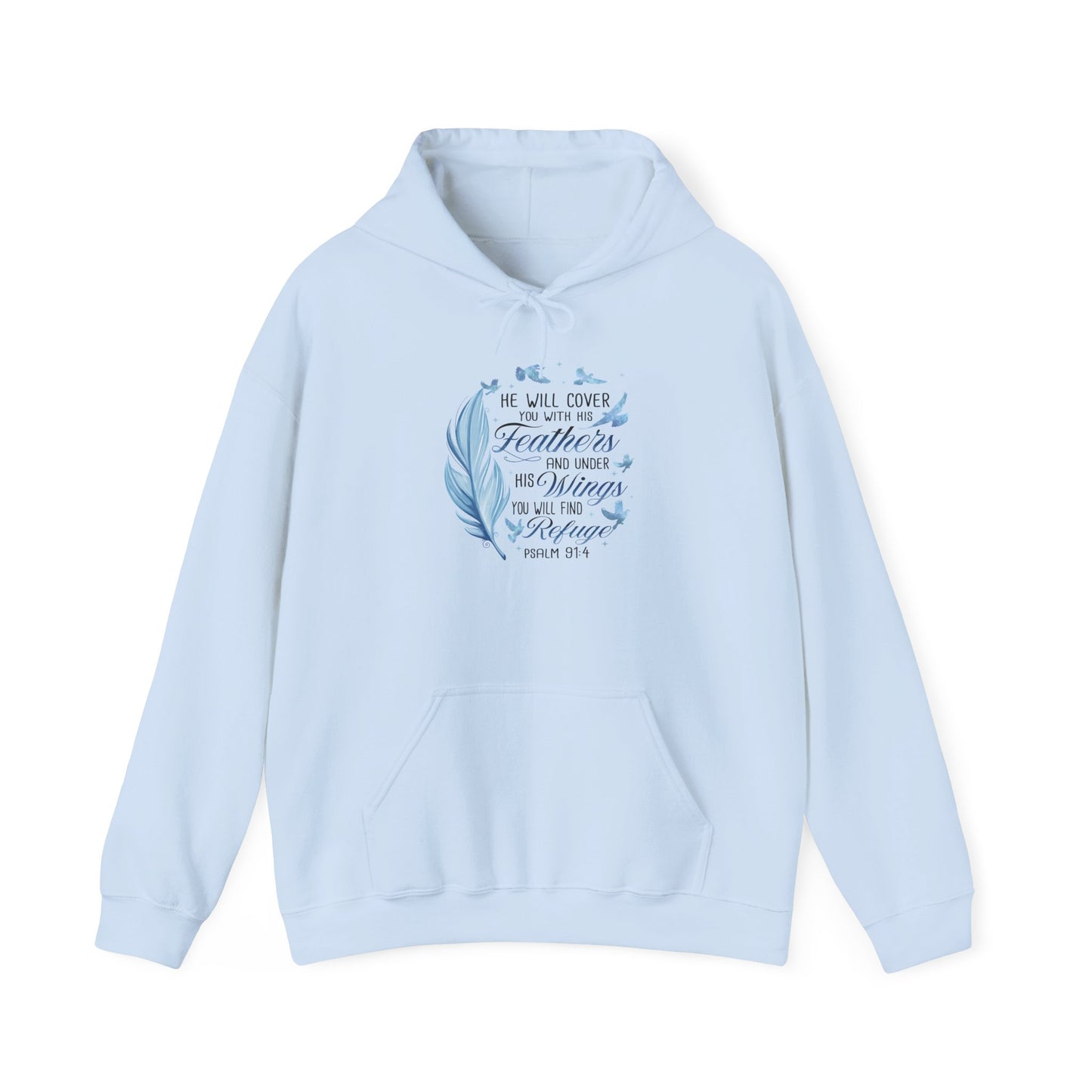 Faith Hoodie – 'He Will Cover You With His Feathers'