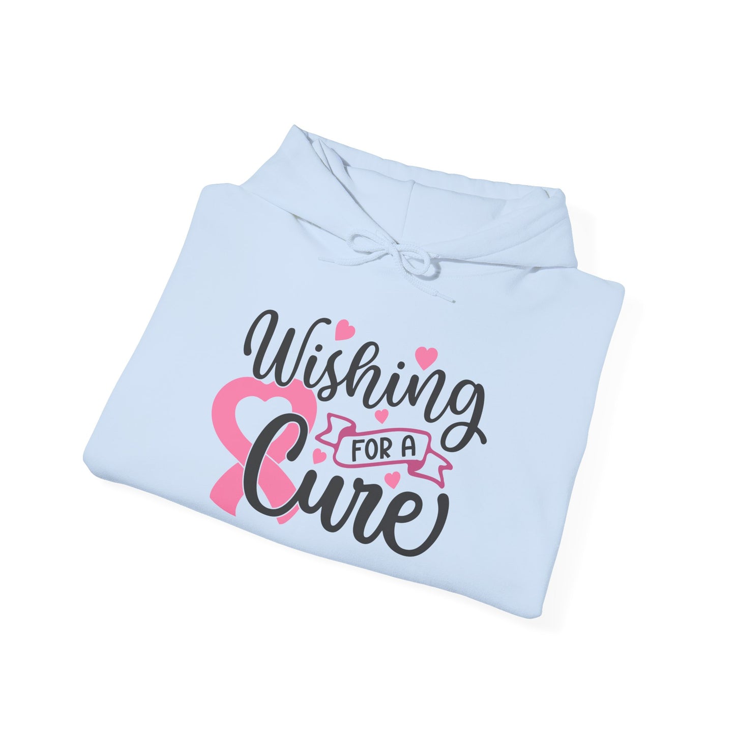 Wishing for a Cure Hoodie — Breast Cancer Awareness Pink Ribbon Sweatshirt