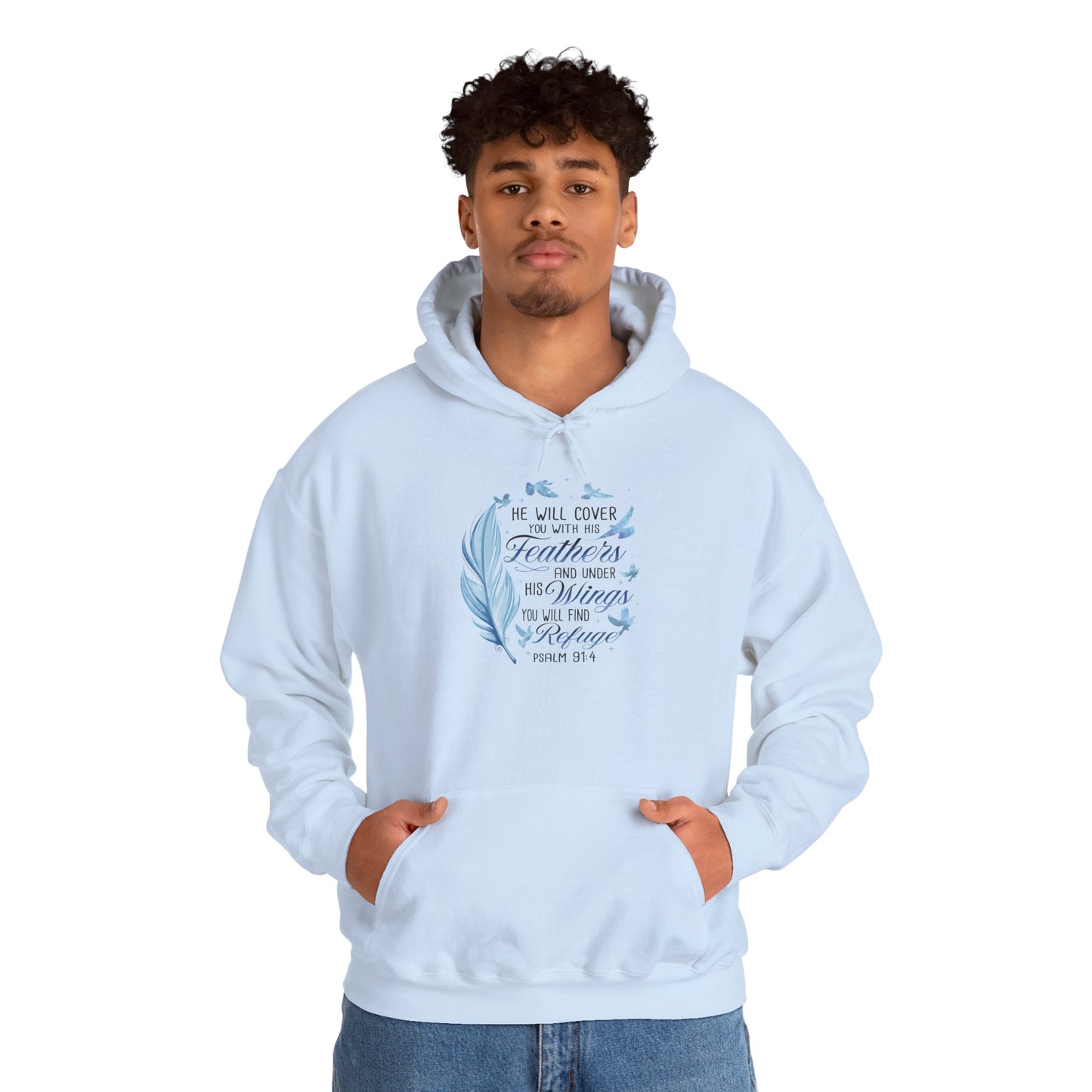 Faith Hoodie – 'He Will Cover You With His Feathers'