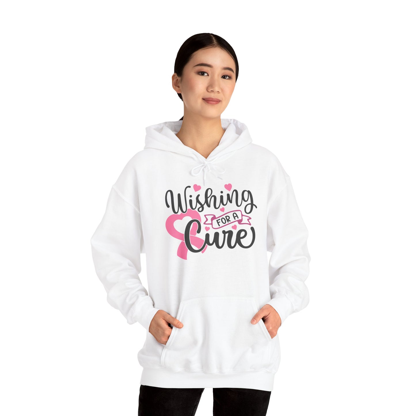 Wishing for a Cure Hoodie — Breast Cancer Awareness Pink Ribbon Sweatshirt