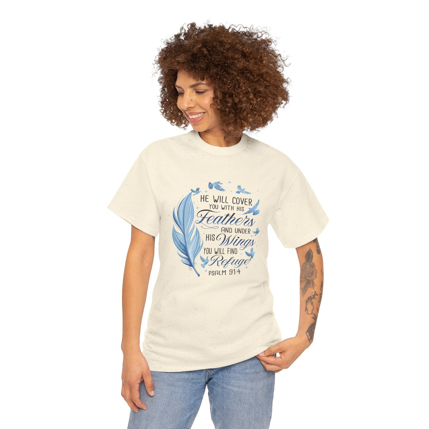 He Will Cover You With His Feathers Psalm 91 Tee