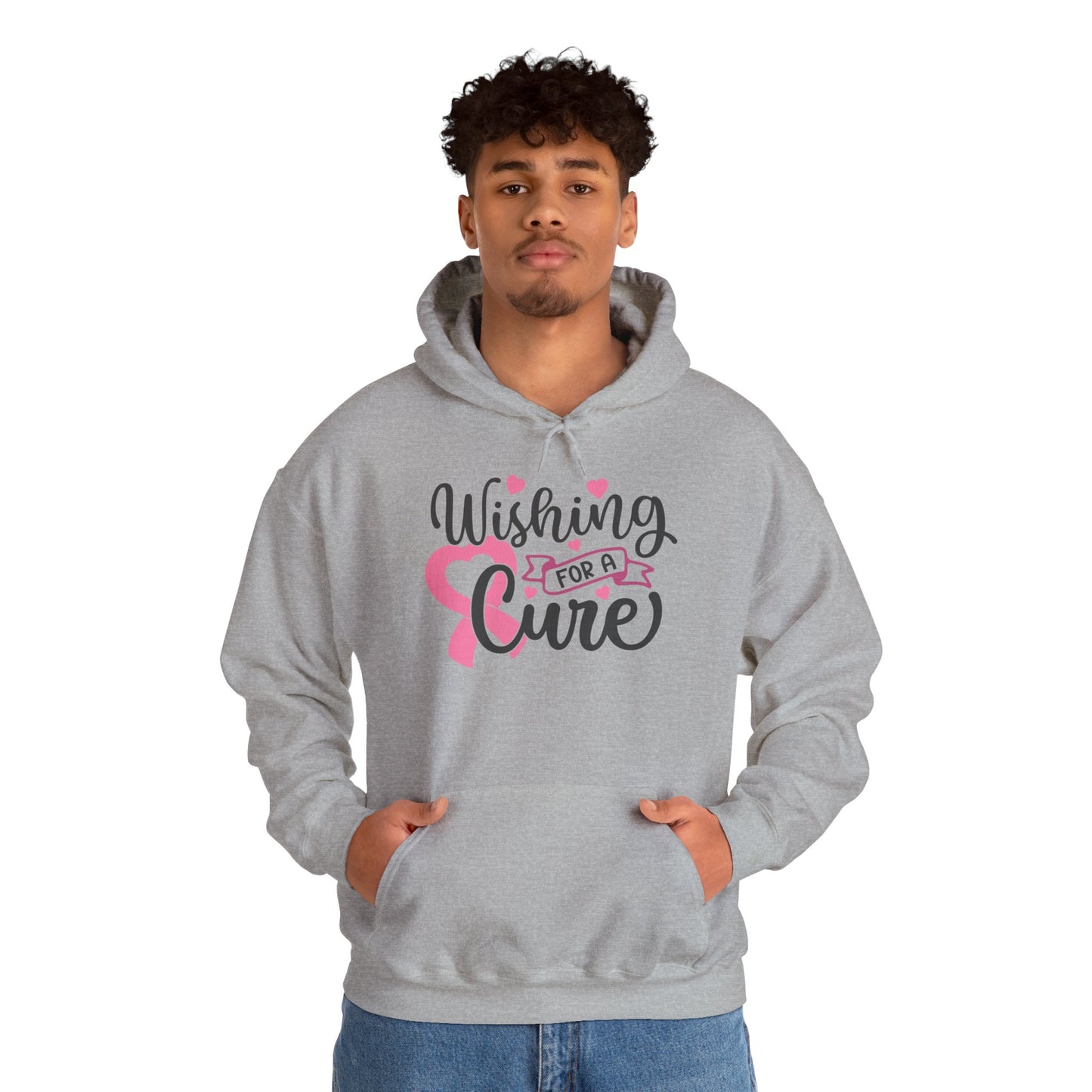 Wishing for a Cure Hoodie — Breast Cancer Awareness Pink Ribbon Sweatshirt