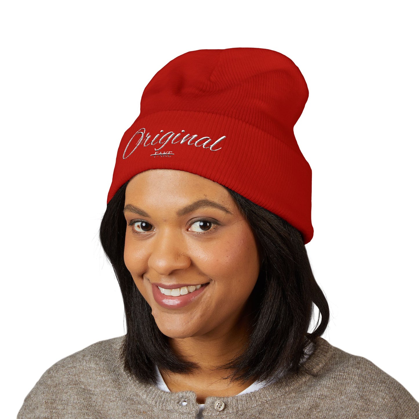 Original Embroidered Cuffed Beanie — Classic Winter Knit Hat