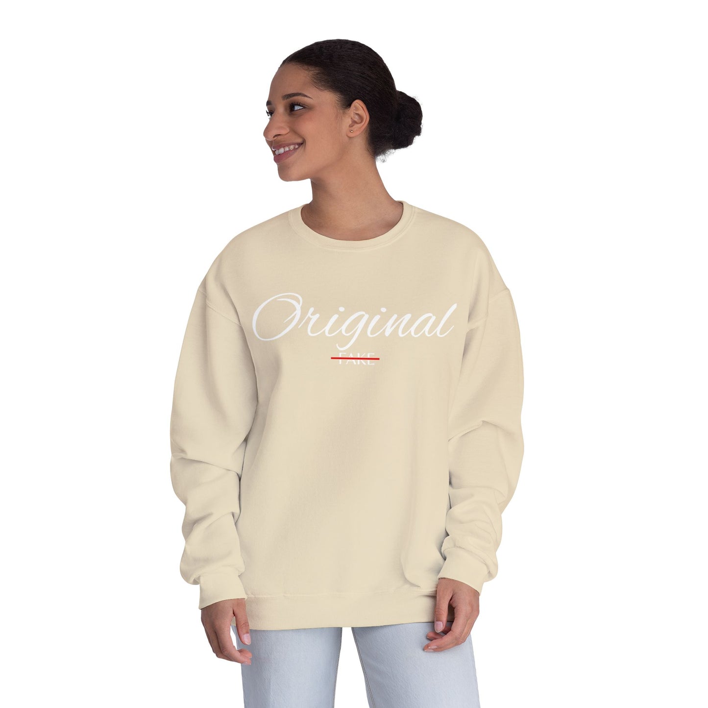 Original Fake Crewneck Sweatshirt — Retro Script Pullover