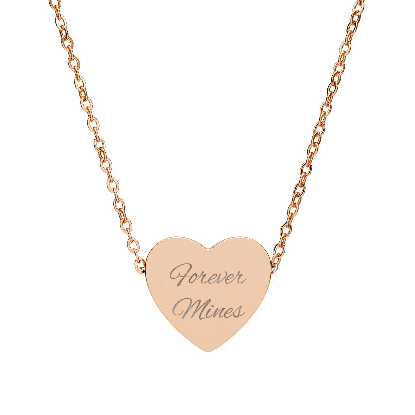 Engravable Heart Necklace — Personalized "Forever Yours" Pendant (Silver or Black)