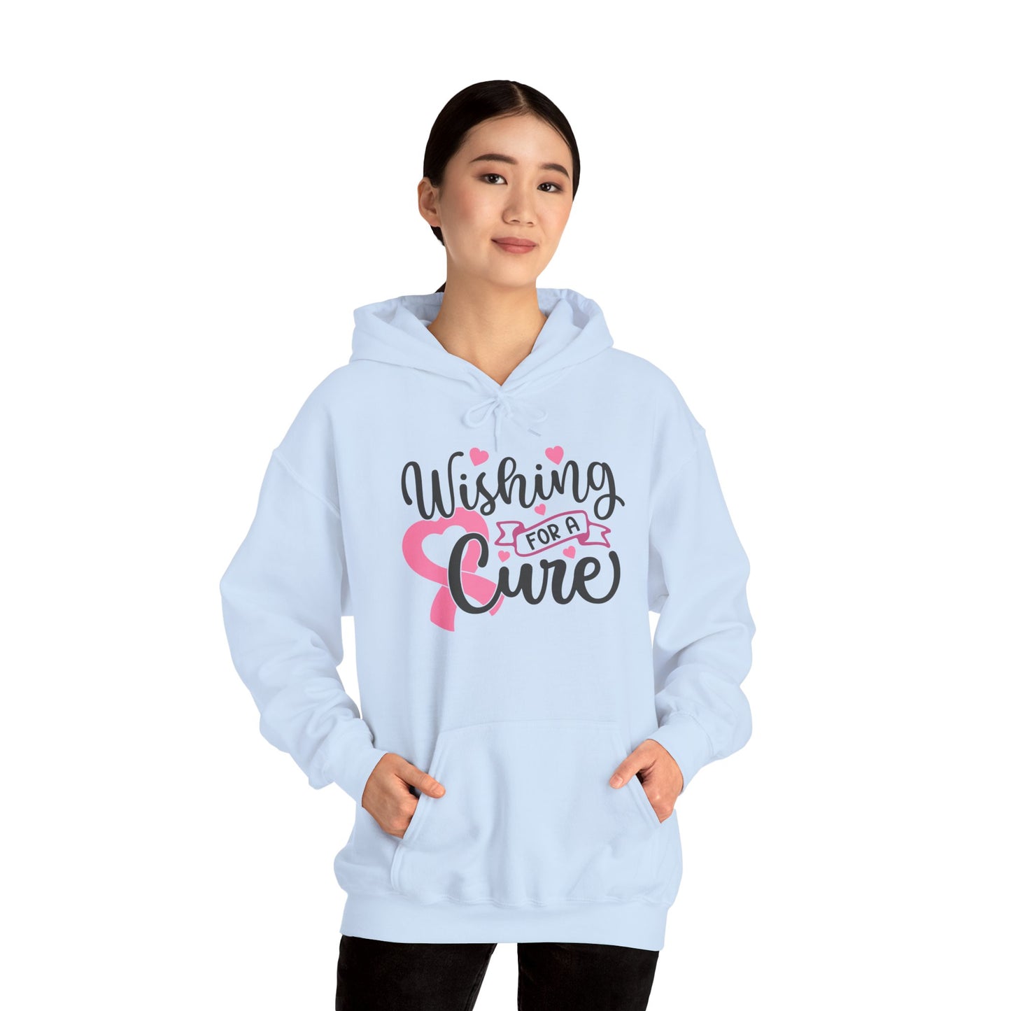 Wishing for a Cure Hoodie — Breast Cancer Awareness Pink Ribbon Sweatshirt