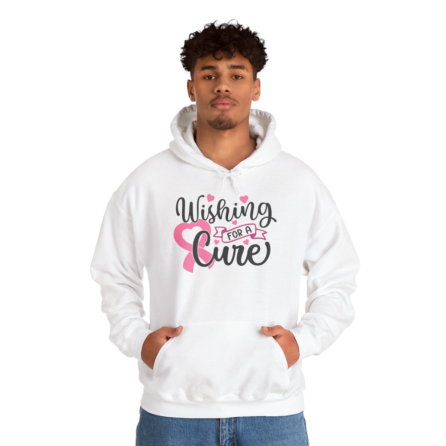 Wishing for a Cure Hoodie — Breast Cancer Awareness Pink Ribbon Sweatshirt
