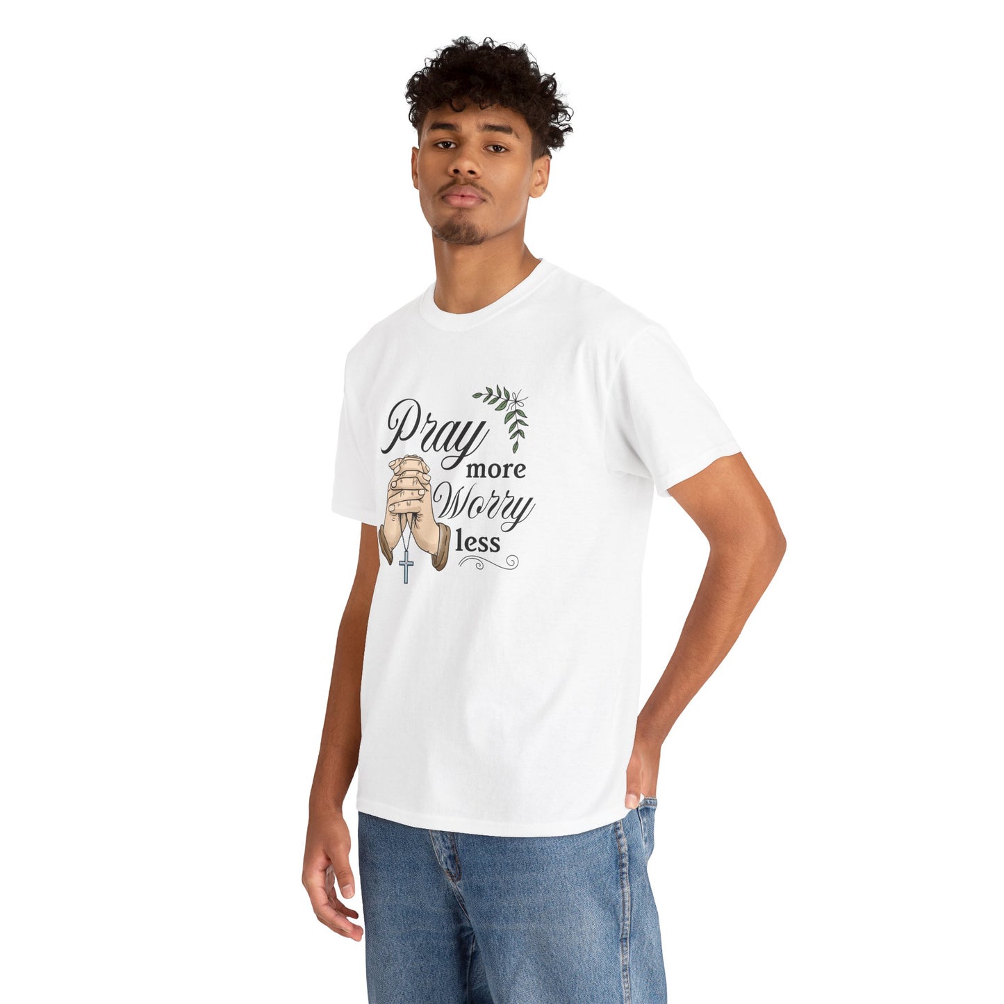 Prayer Hands Tee — "Pray More Worry Less"
