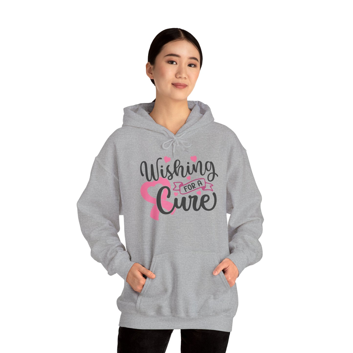 Wishing for a Cure Hoodie — Breast Cancer Awareness Pink Ribbon Sweatshirt