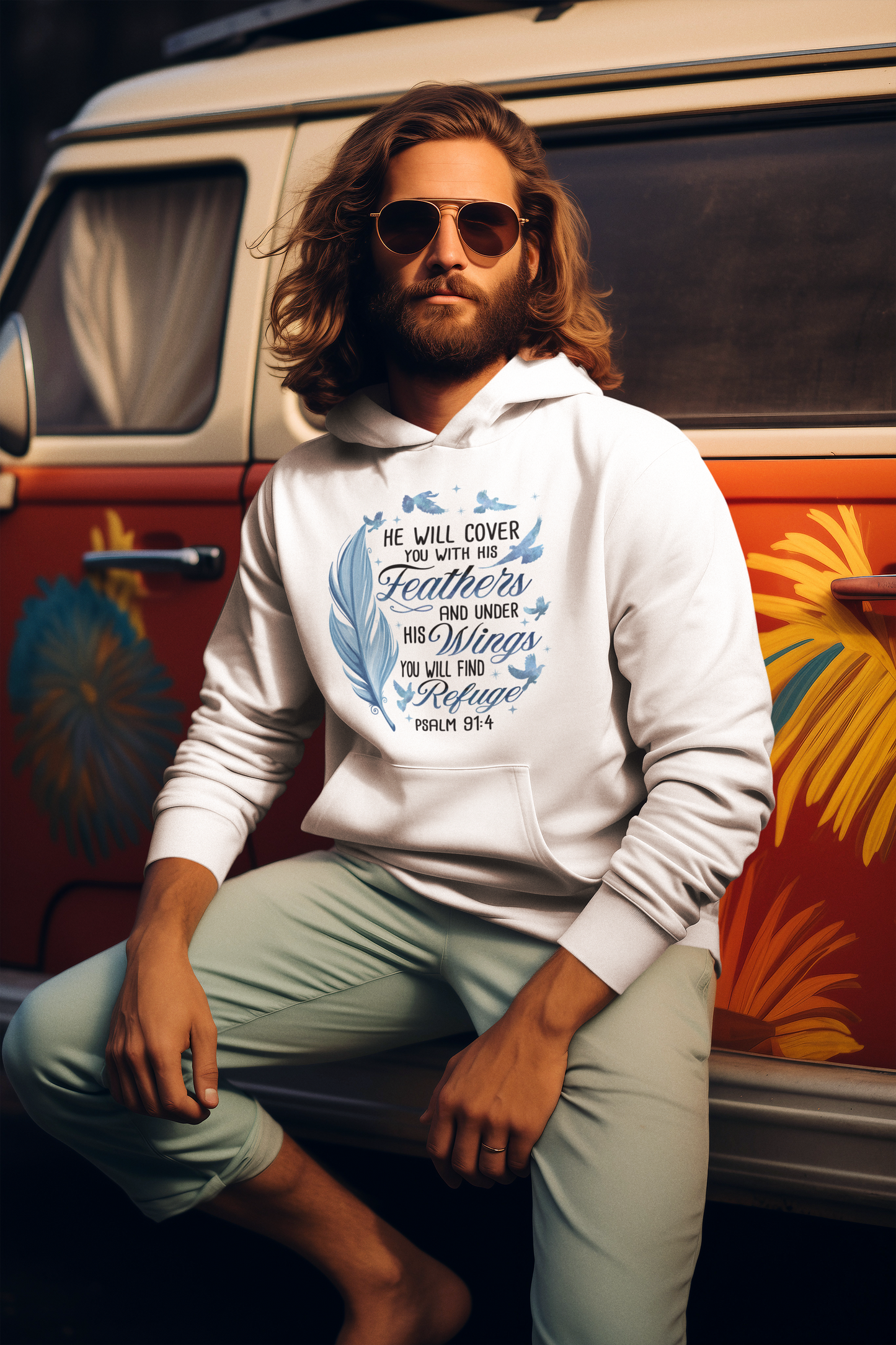 Faith Hoodie – 'He Will Cover You With His Feathers'