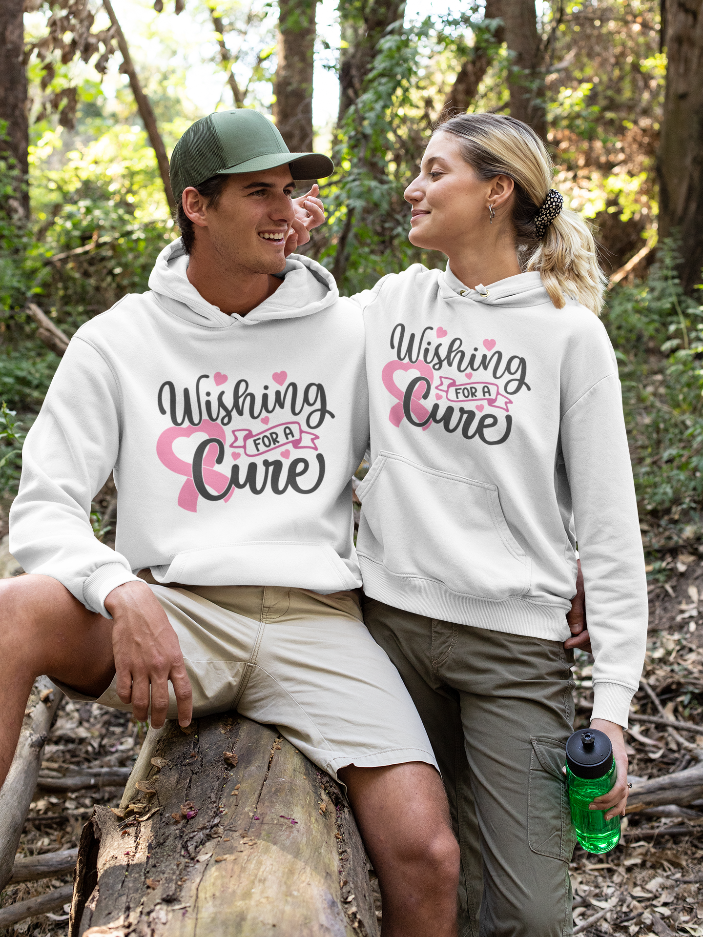Wishing for a Cure Hoodie — Breast Cancer Awareness Pink Ribbon Sweatshirt