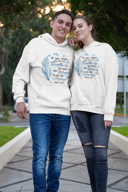 Faith Hoodie – 'He Will Cover You With His Feathers'